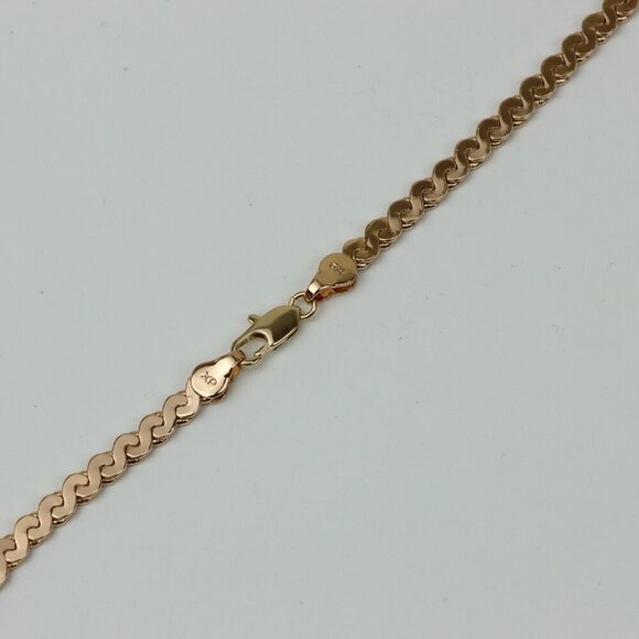 Elegant Rose Gold Wave Chain Necklace High-Gloss Finish, XPNL0260 - Picture 4 of 9